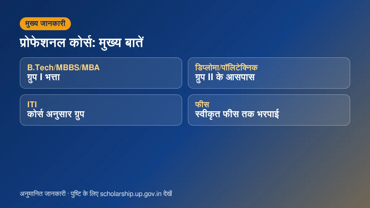 प्रोफेशनल कोर्स छात्रवृत्ति मुख्य बातें